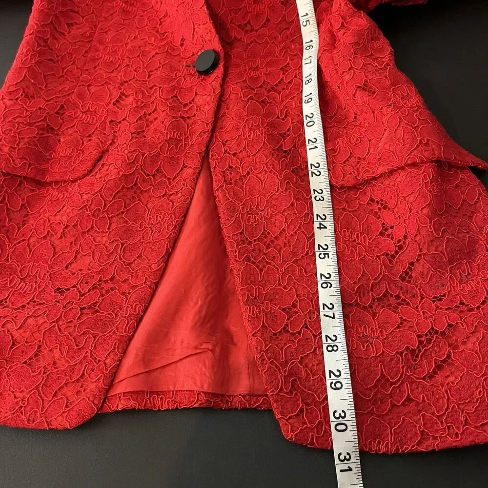 Christian Dior Vintage Red Blazer‎ Jacket Lace Size 6​